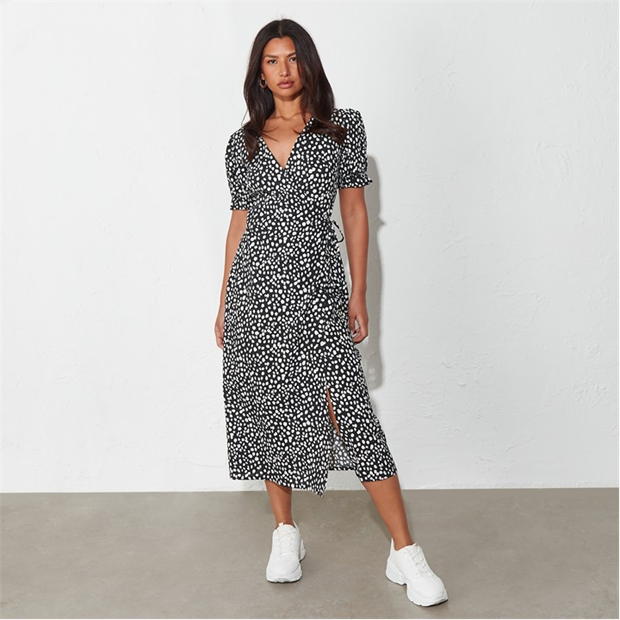 Plunge wrap sale midi dress